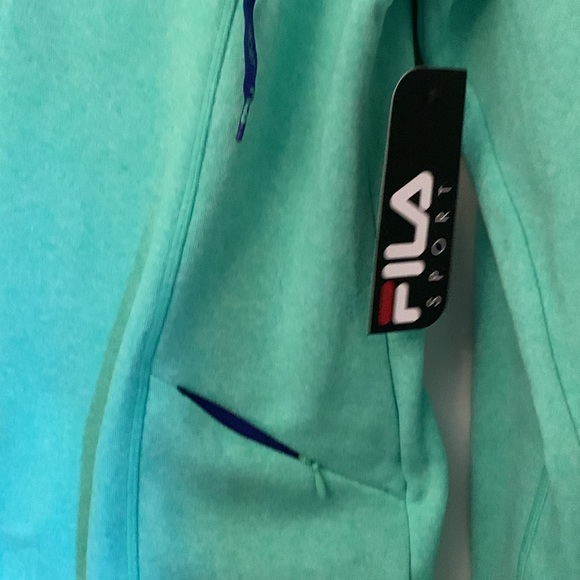 NWT Fila Sports Mint/blue trim pullover hoodie/zips up/thumbs open/pocket zips - Picture 8 of 13